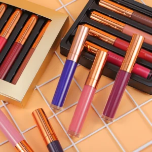 Costom Diy口红颜色套装素食哑光自有品牌防水唇膏批发哑光液体口红套装化妆口红套装